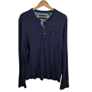 Ted Baker Klarke Henley‎ Shirt Sz 4 (US L) Long Sleeve Pullover Casual Neutral